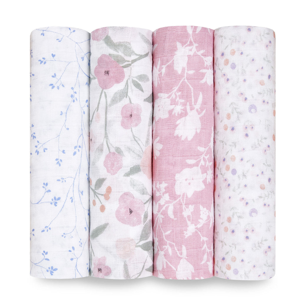 Aden + Anais | 4-Pack Classic Muslin Swaddles, Assorted Styles