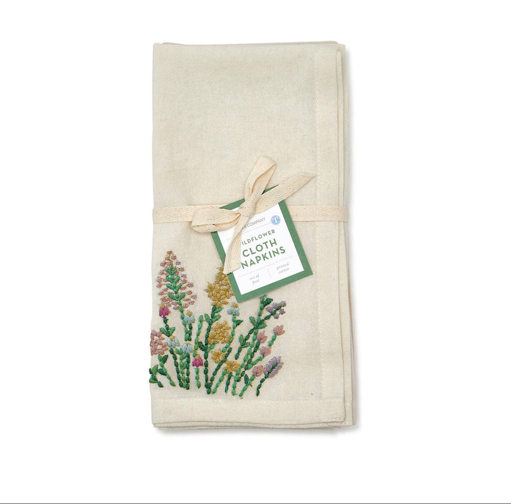 Wildflowers Set of 4 Napkins with Embroidery