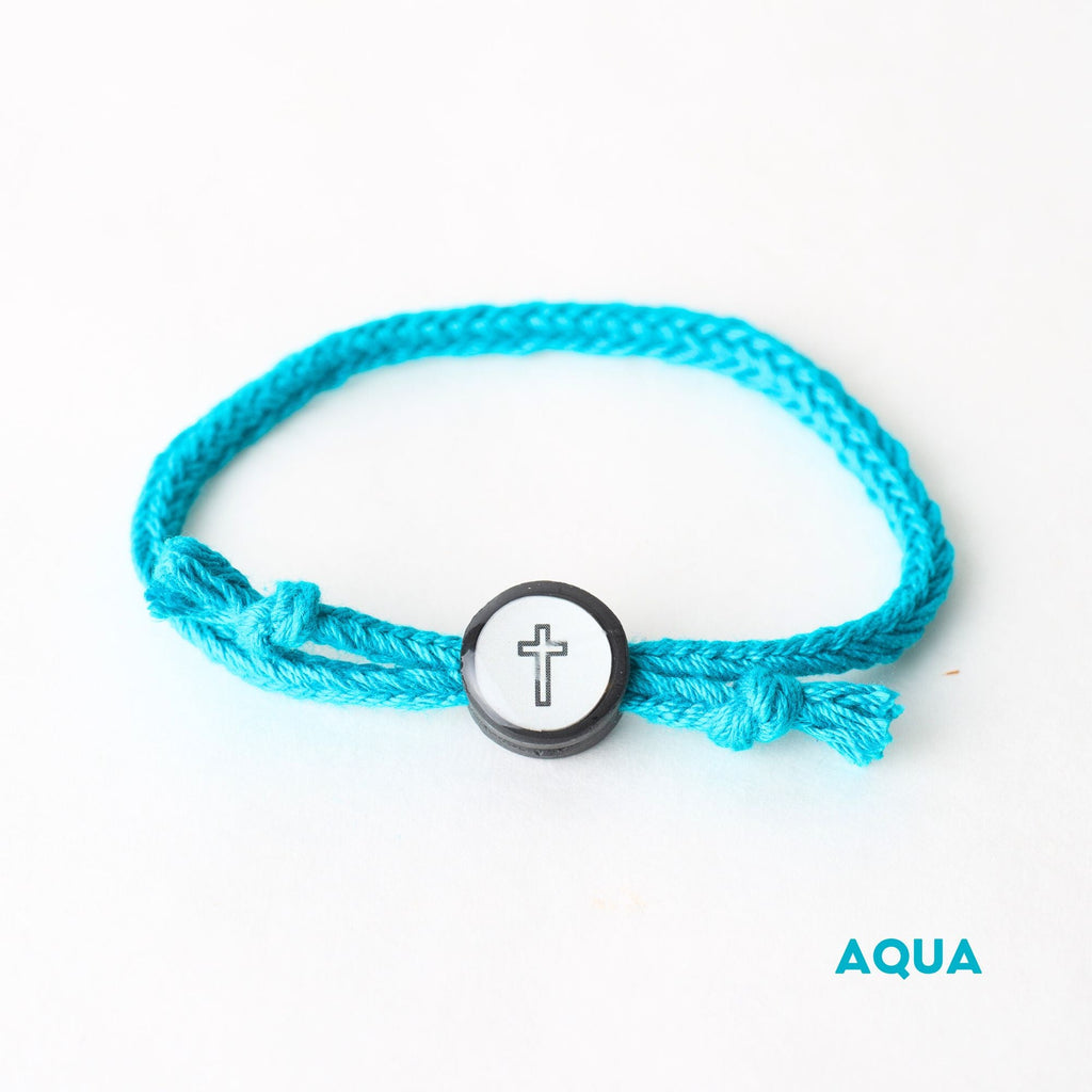 Daily Tap For Bible Verse Beacon Bracelet, Cross, Woven Cord, Assorted Colors
