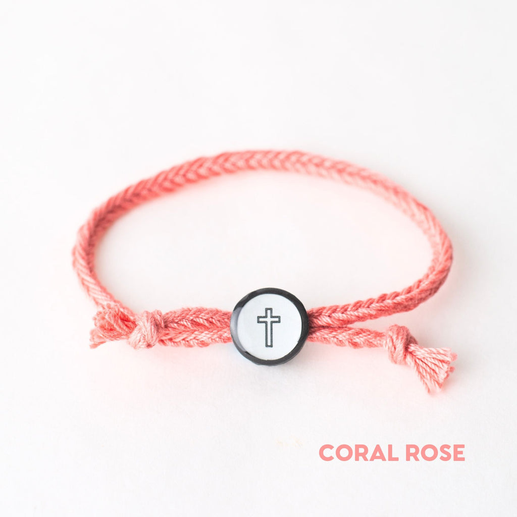 Daily Tap For Bible Verse Beacon Bracelet, Cross, Woven Cord, Assorted Colors