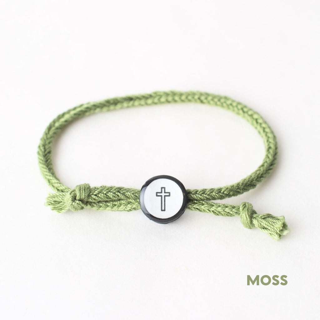 Daily Tap For Bible Verse Beacon Bracelet, Cross, Woven Cord, Assorted Colors