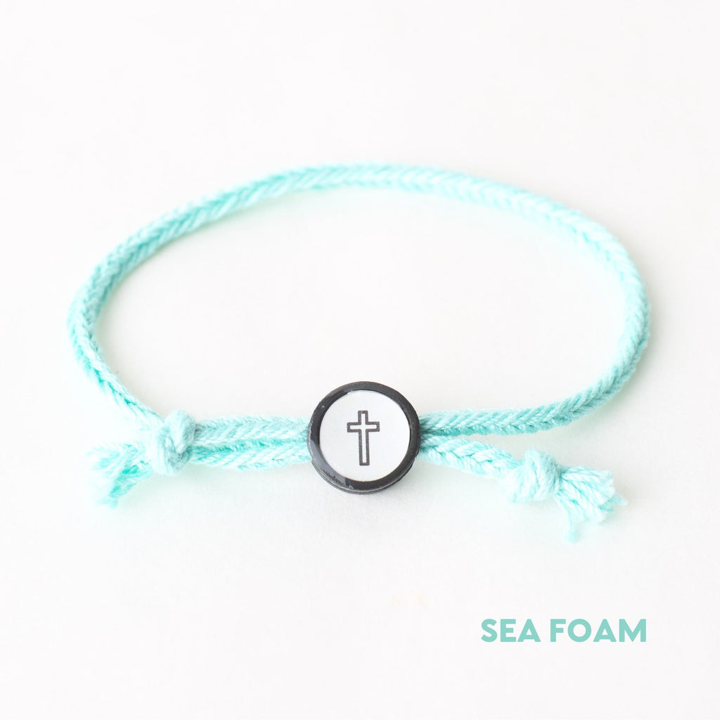 Daily Tap For Bible Verse Beacon Bracelet, Cross, Woven Cord, Assorted Colors