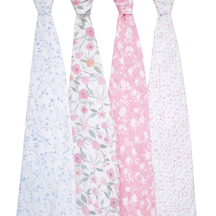 Aden + Anais | 4-Pack Classic Muslin Swaddles, Assorted Styles