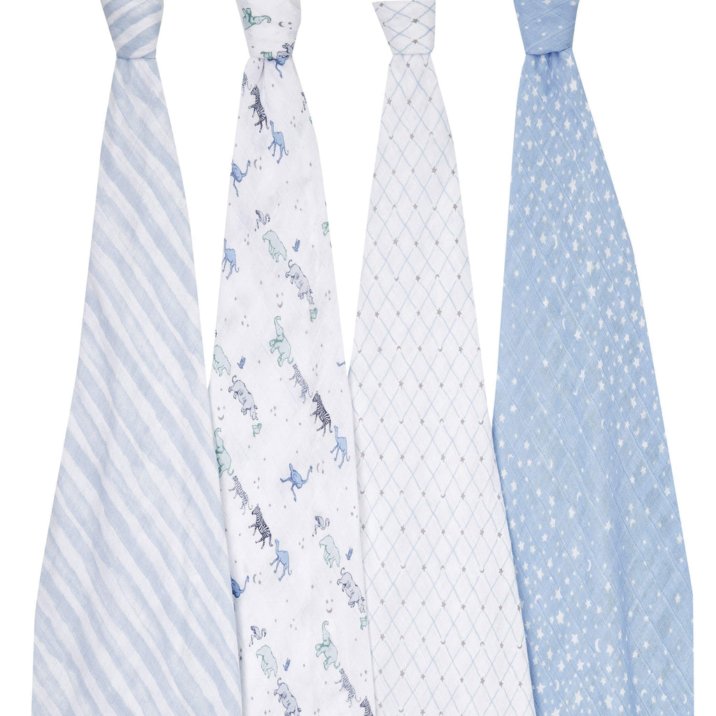 Aden + Anais | 4-Pack Classic Muslin Swaddles, Assorted Styles