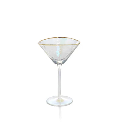 Zodax| Aperitivo Triangular Martini Glass Clear w gold rim