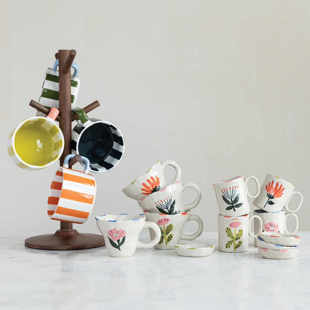Creative Co-op | Hand Painted Striped Mug- 4 colors