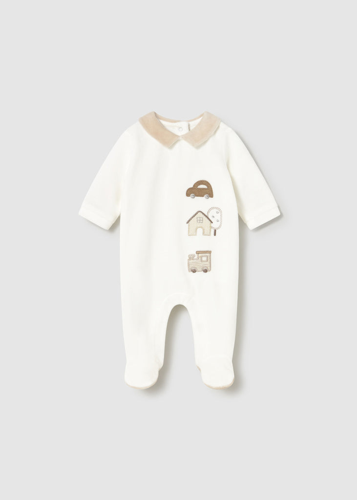 Newborn Boy Collared Velour One Piece, Assorted Styles