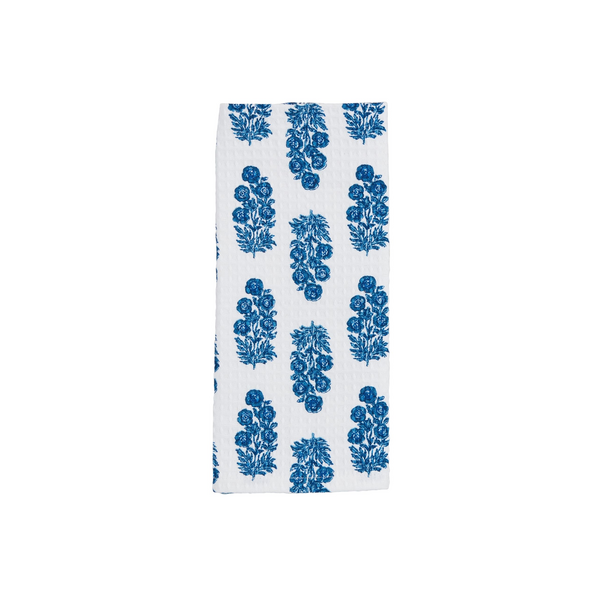 Mud Pie | Blue Block Floral Towel, Assorted Styles