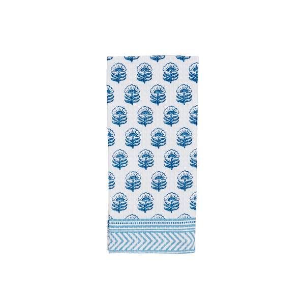 Mud Pie | Blue Block Floral Towel, Assorted Styles