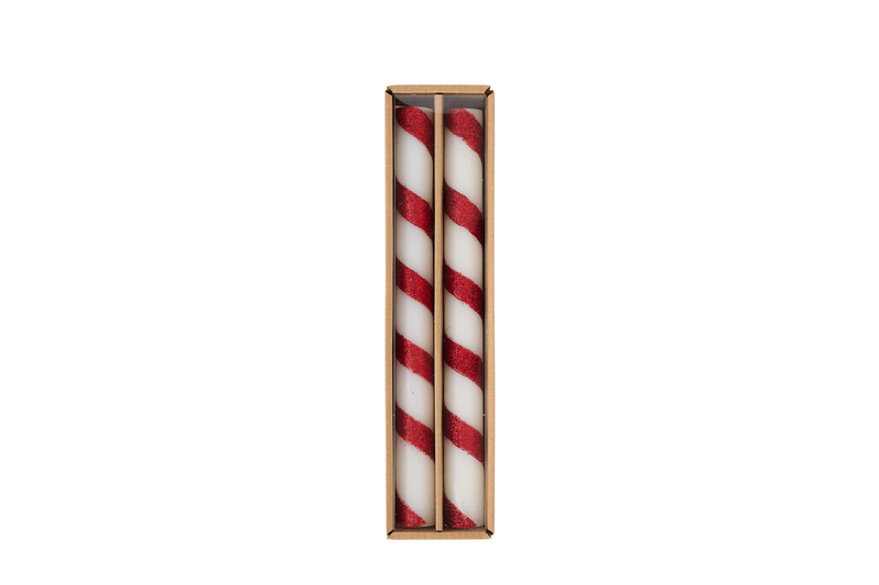 Mud Pie | Striped Taper Candles, Set of 2, Assorted Colors