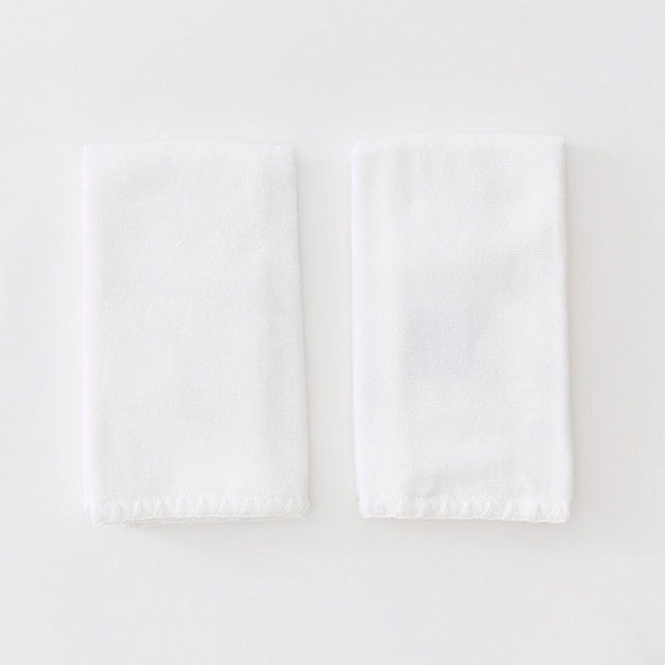 Stitched Edge Powder Bath Towels Pair, White on White, Assorted Sizes