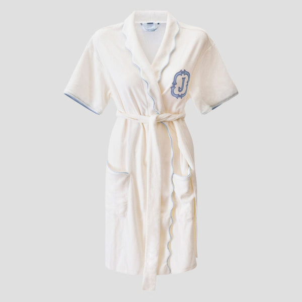Women’s Short Scallop Lightweight Robe, White