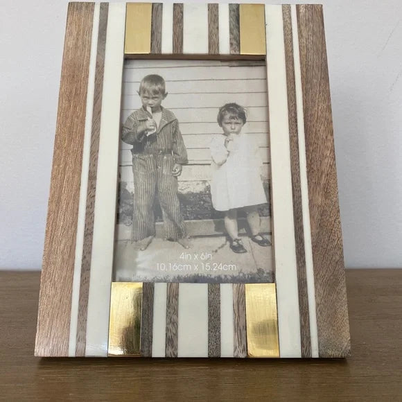 Creative Co-op White and Gold wood 4x6 frame